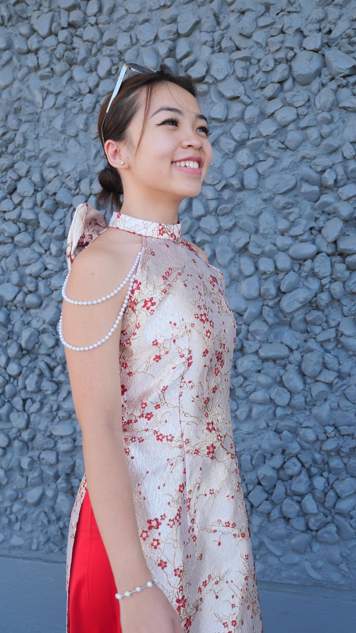Cherry Vietnamese ao dai Yem, pants included