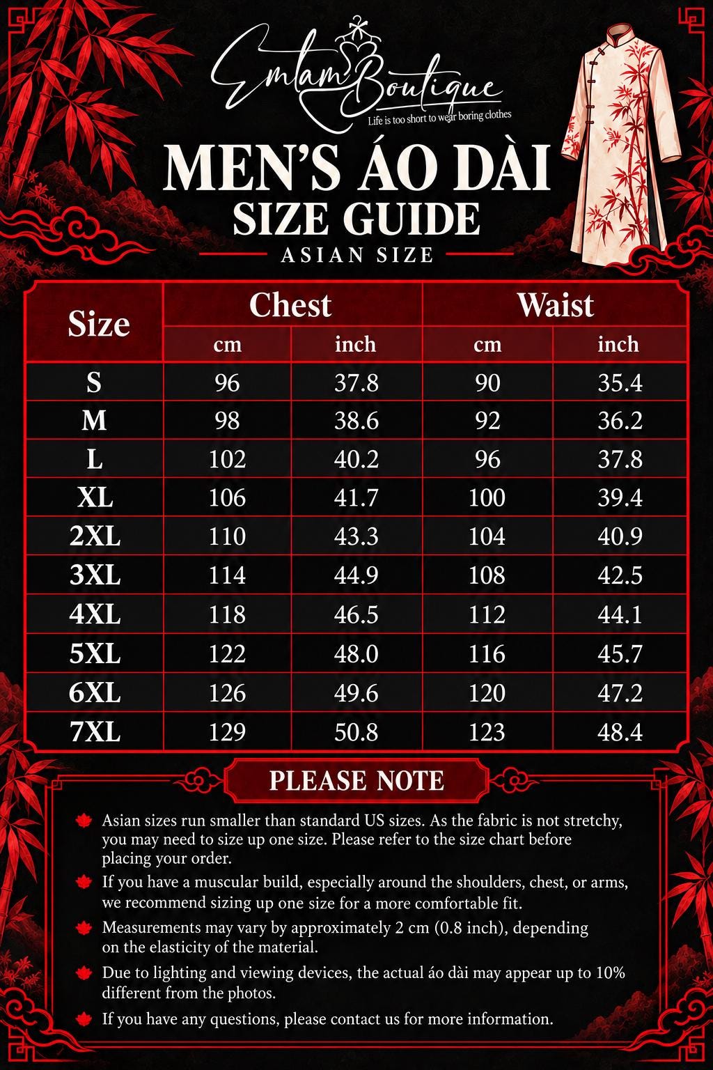 ThoChau Vietnamese aodai for men red, black, gray