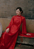 MocTra Vietnamese ao dai rose red or ivory, pants included