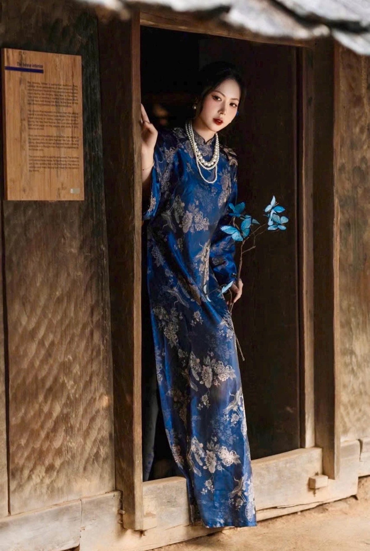 ToNga Vietnamese aodai navy blue, pants included