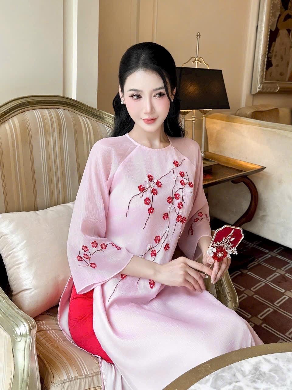 ThucChi Vietnamese pink aodai, pants included