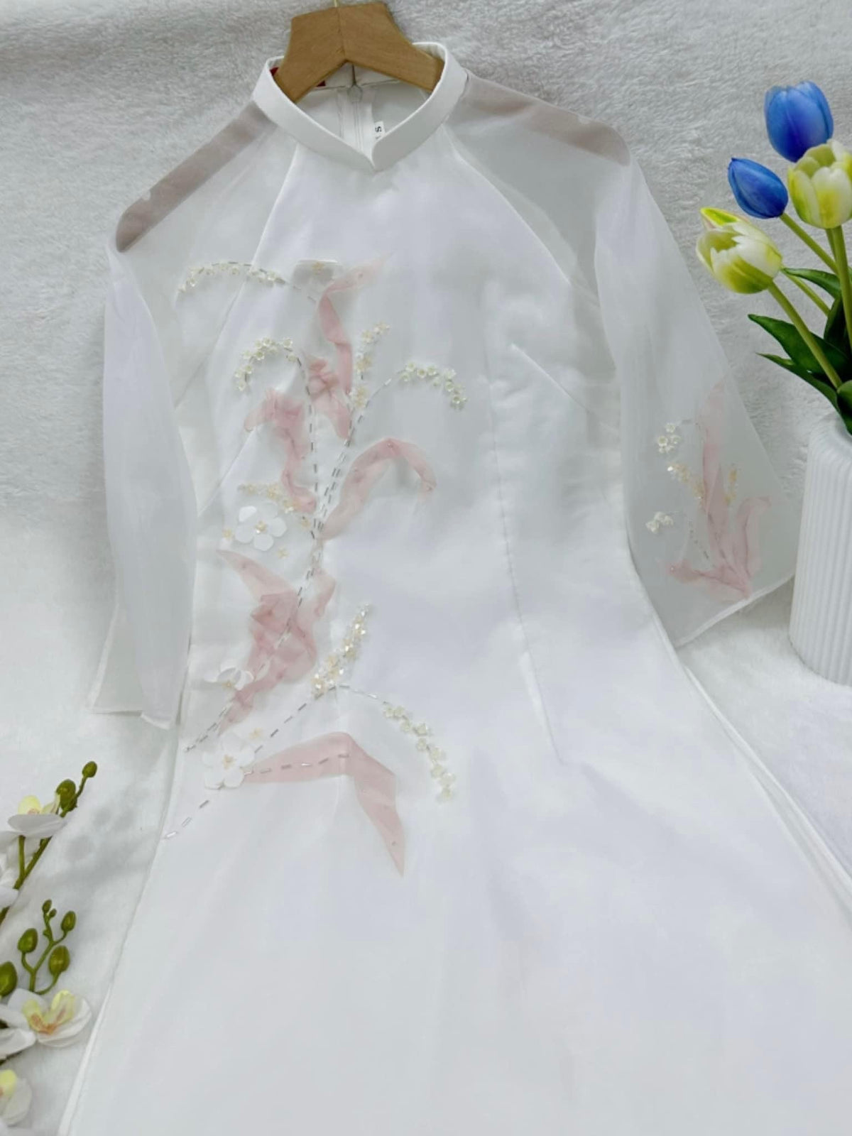 Vietnamese aodai LinhLan White, pants included