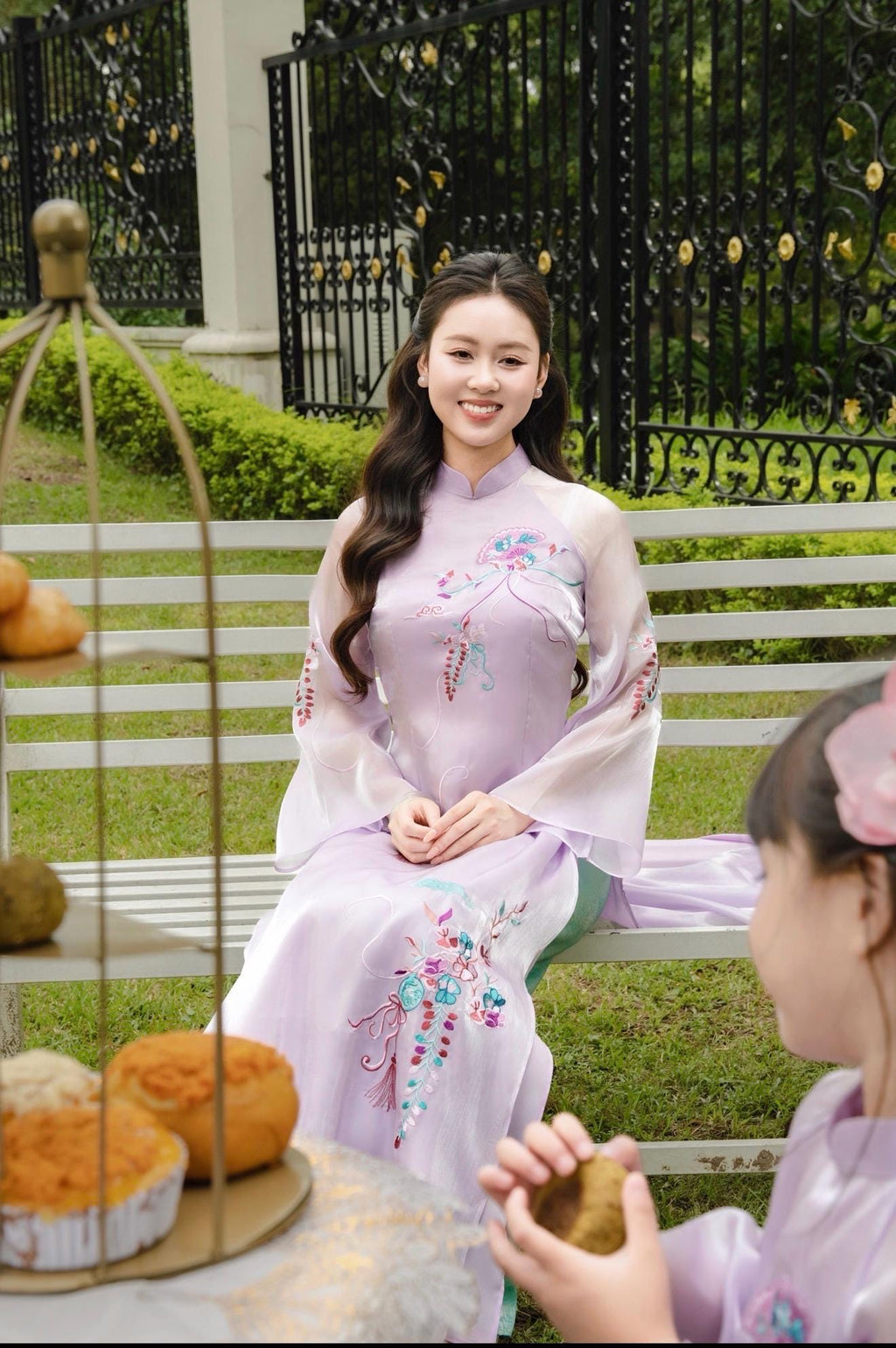 Vietnamese ao dai NgocThanh embroidery aodai pink, red or purple, pants included