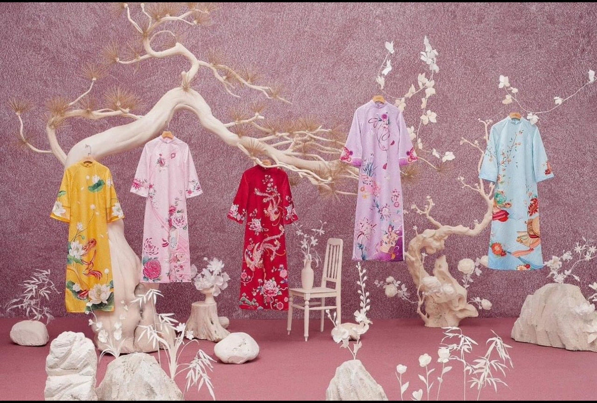 HaGib Vietnamese ao dai lilac, pants included