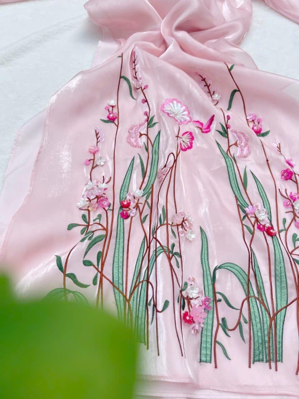 Vietnamese ao dai TienSa pink, pants included