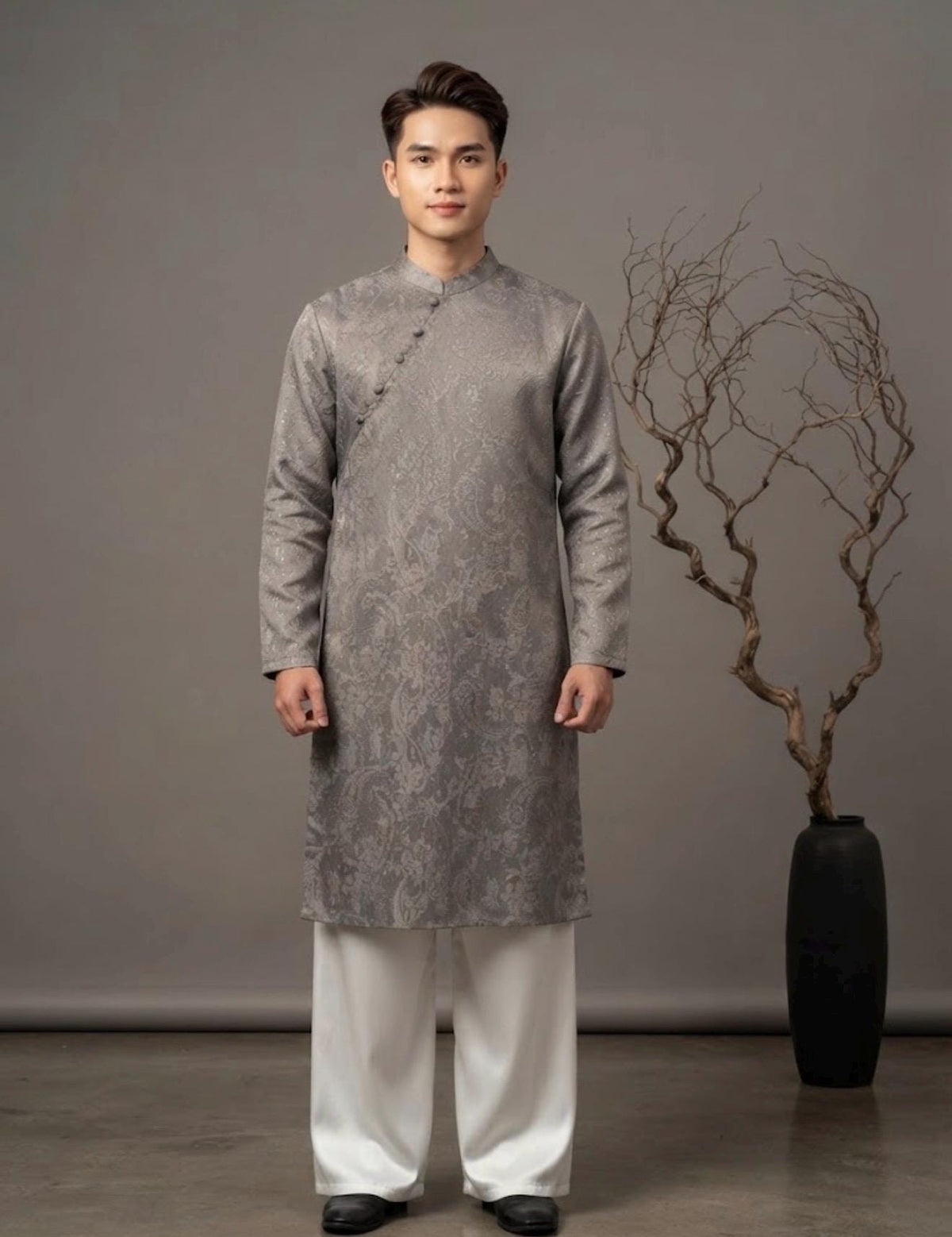 LongCong Men Vietnamese aodai Gam Red or Gray