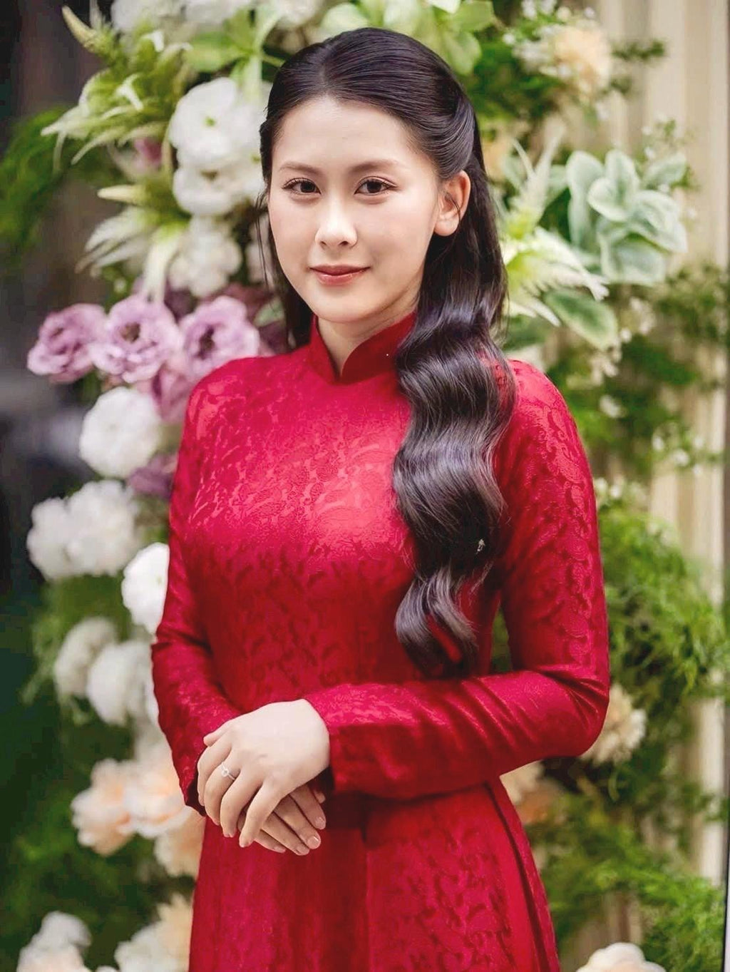 Vietnamese aodai UyenAn red or white ao dai, pants included
