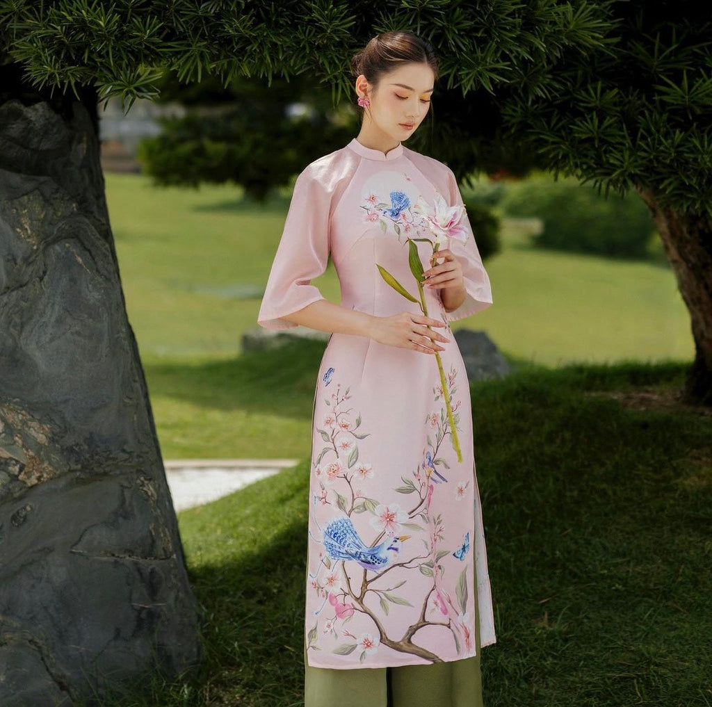 Vietnamese aodai NgocHan pink, pants included