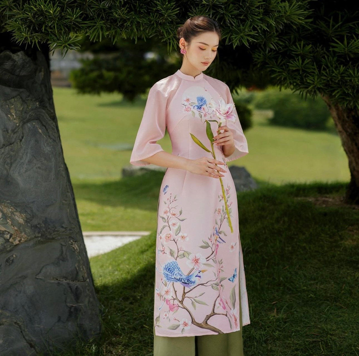 Vietnamese aodai NgocHan pink, pants included