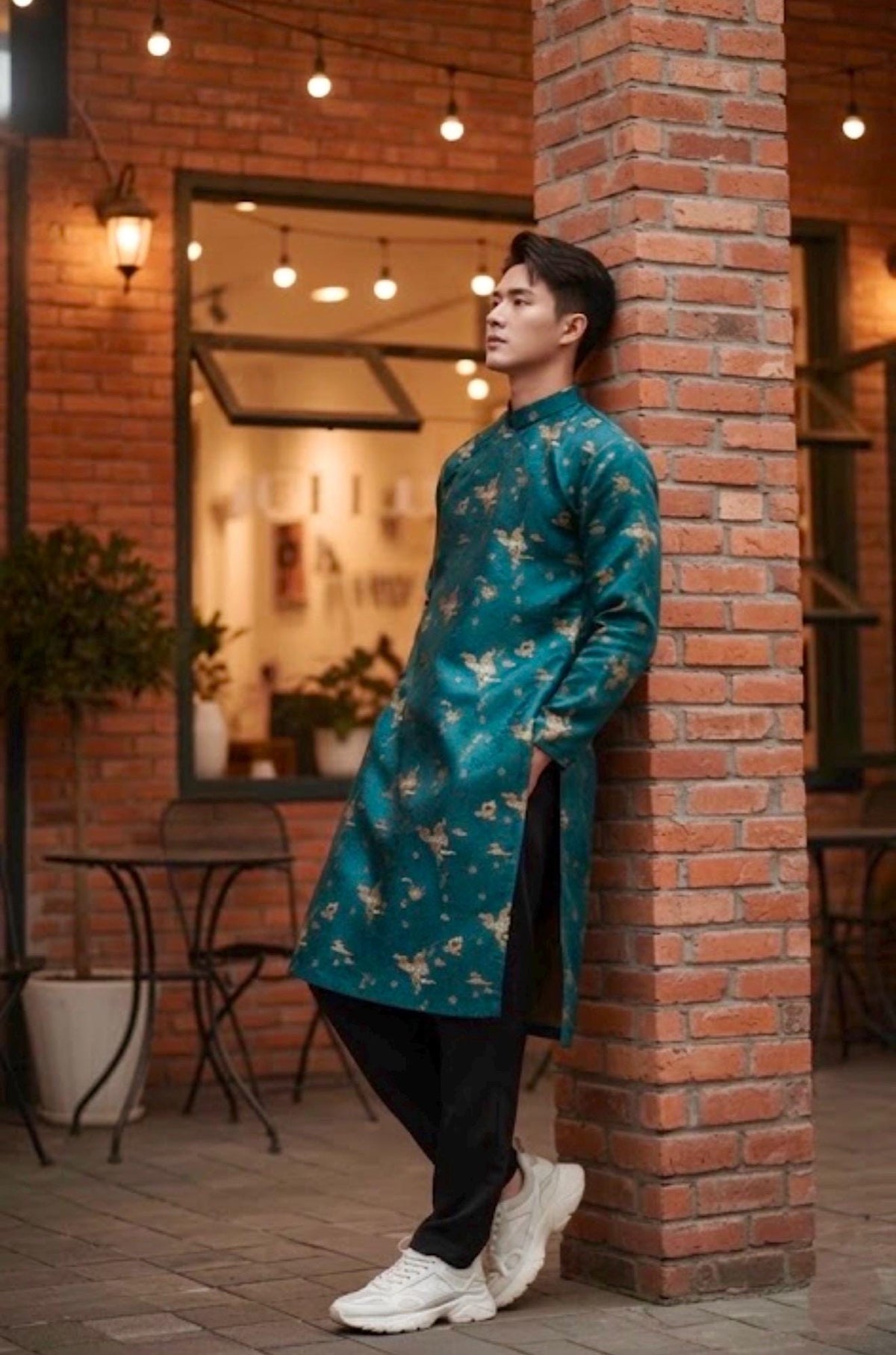 HyMay Men Vietnamese aodai pink, yellow, green