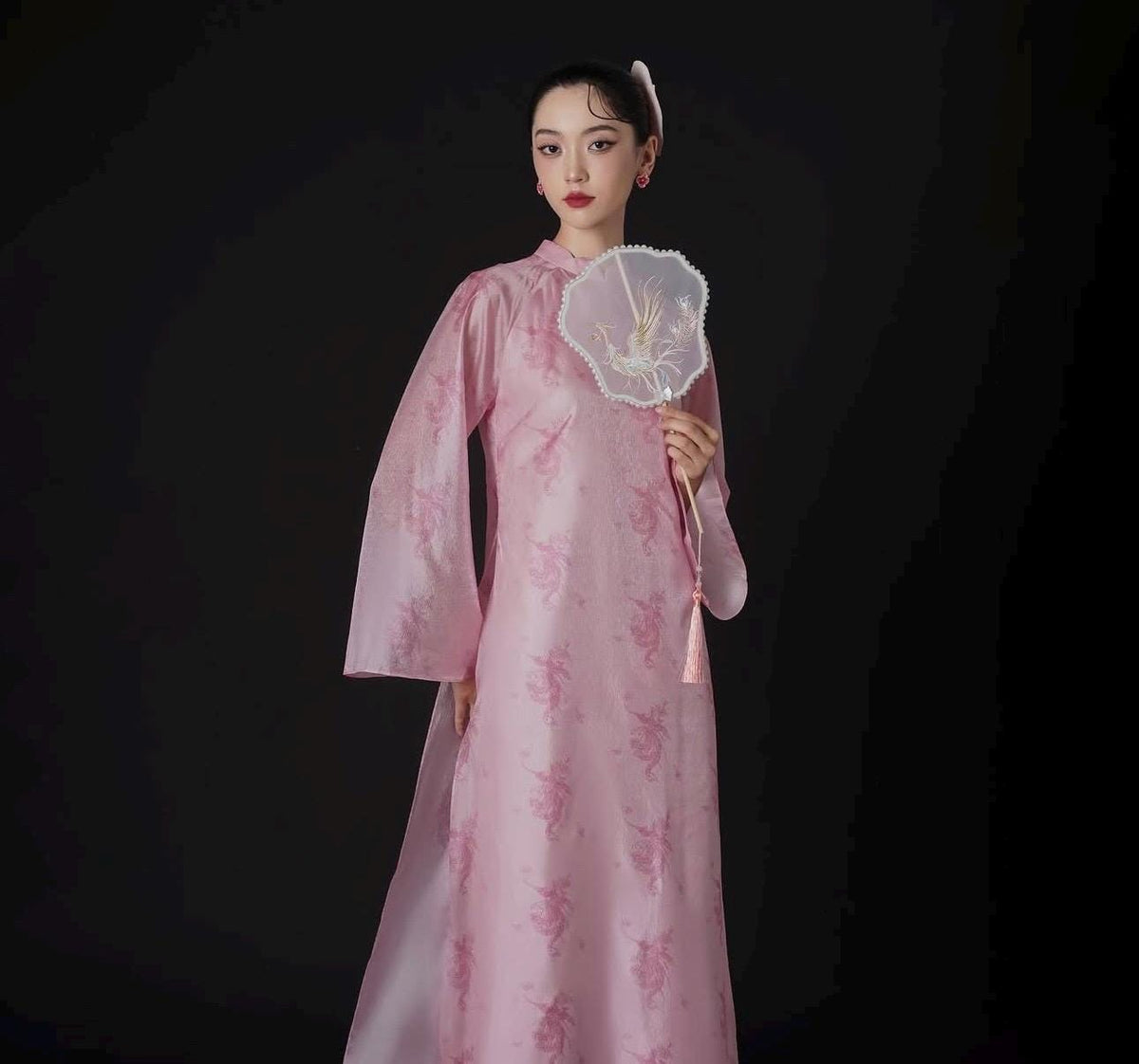 PhungHoa Vietnamese ao dai light pink, pants included