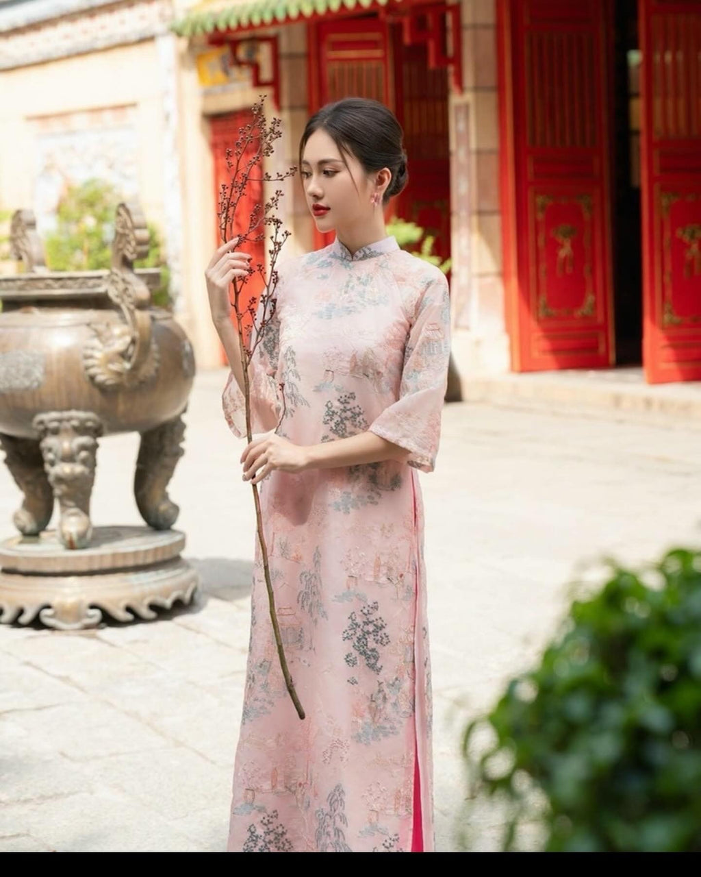 ThuyHan Vietnamese aodai light pink, pants included
