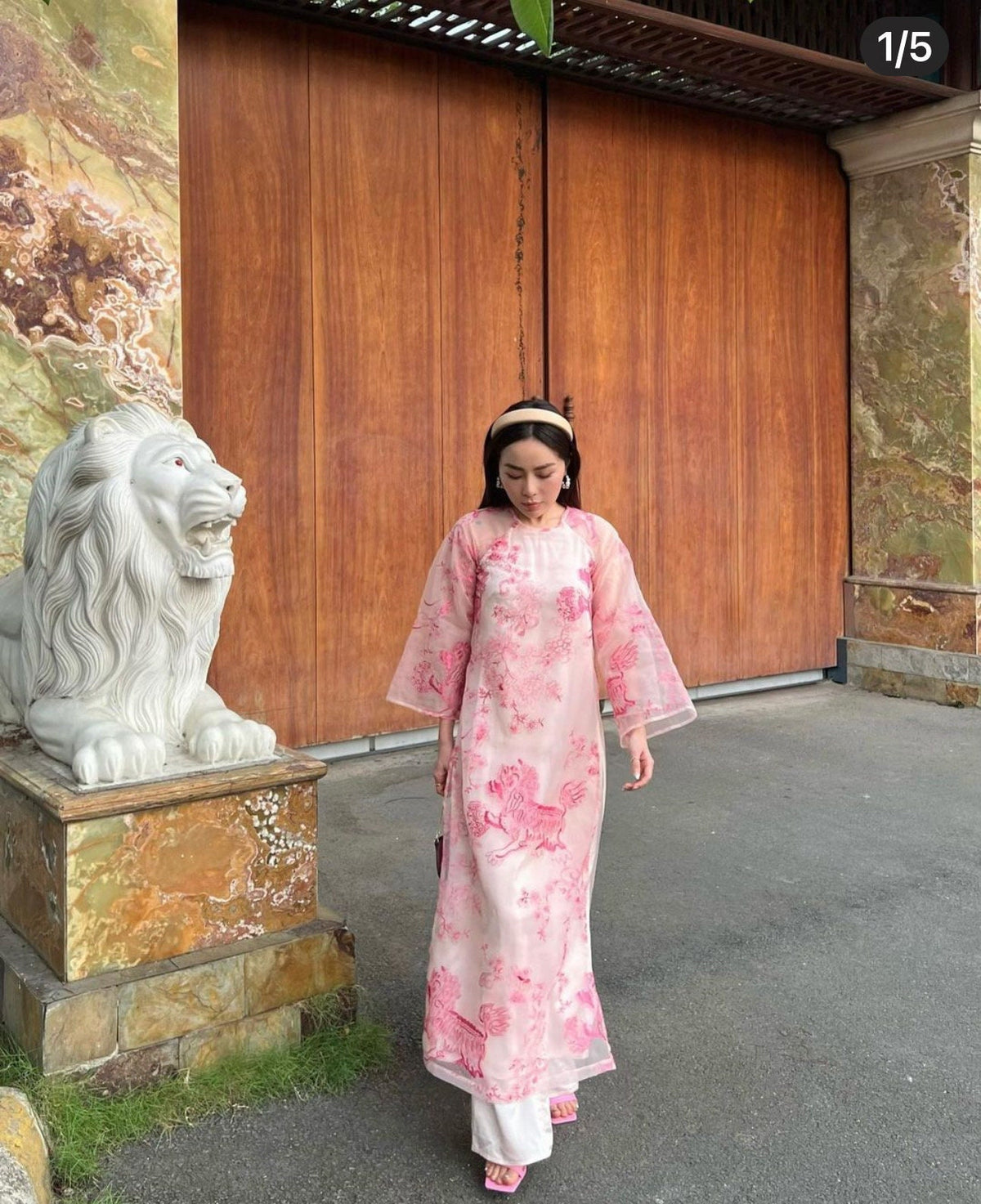 Vietnamese ao dai KyLan pink loose style, pants included