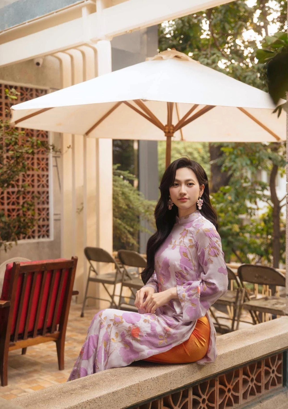 NhungY Vietnamese aodai velvet Purple, pants included