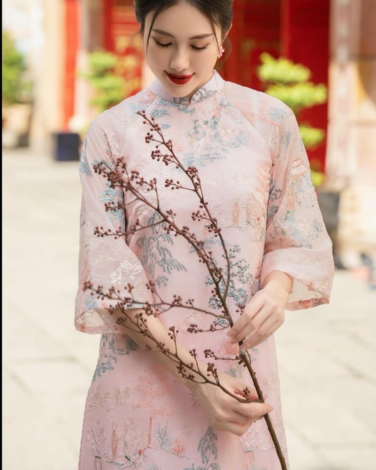 ThuyHan Vietnamese aodai light pink, pants included