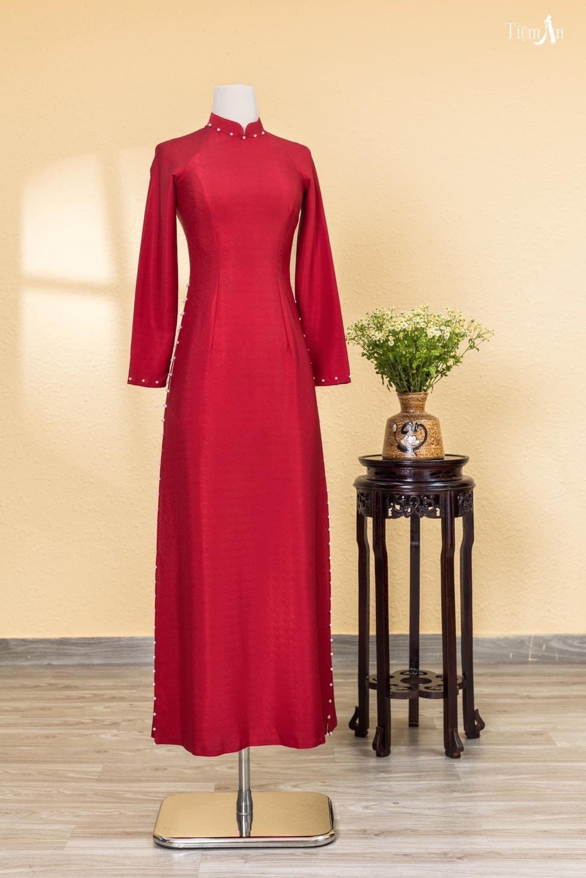 LuaVanXuoc Vietnamese ao dài red, pants included