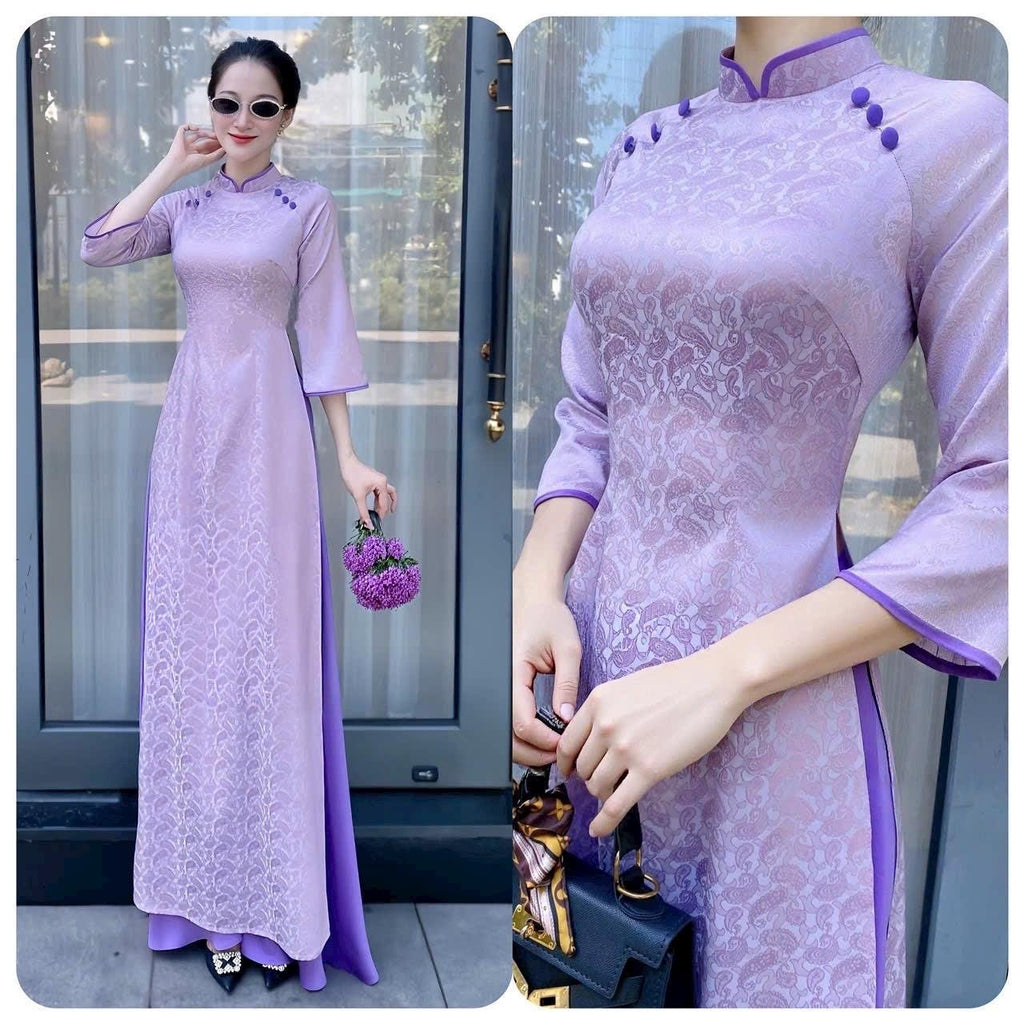 UyenAn Vietnamese purple ao dai, pants included