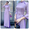 UyenAn Vietnamese purple ao dai, pants included