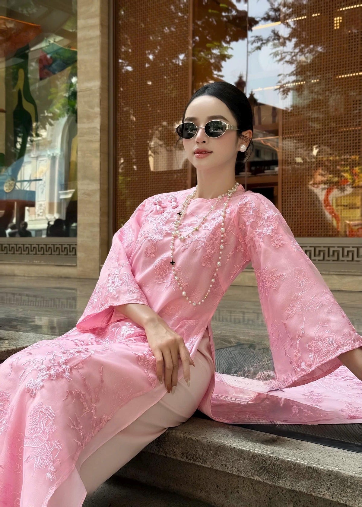 ThuyChi Vietnamese aodai  pink, pants included
