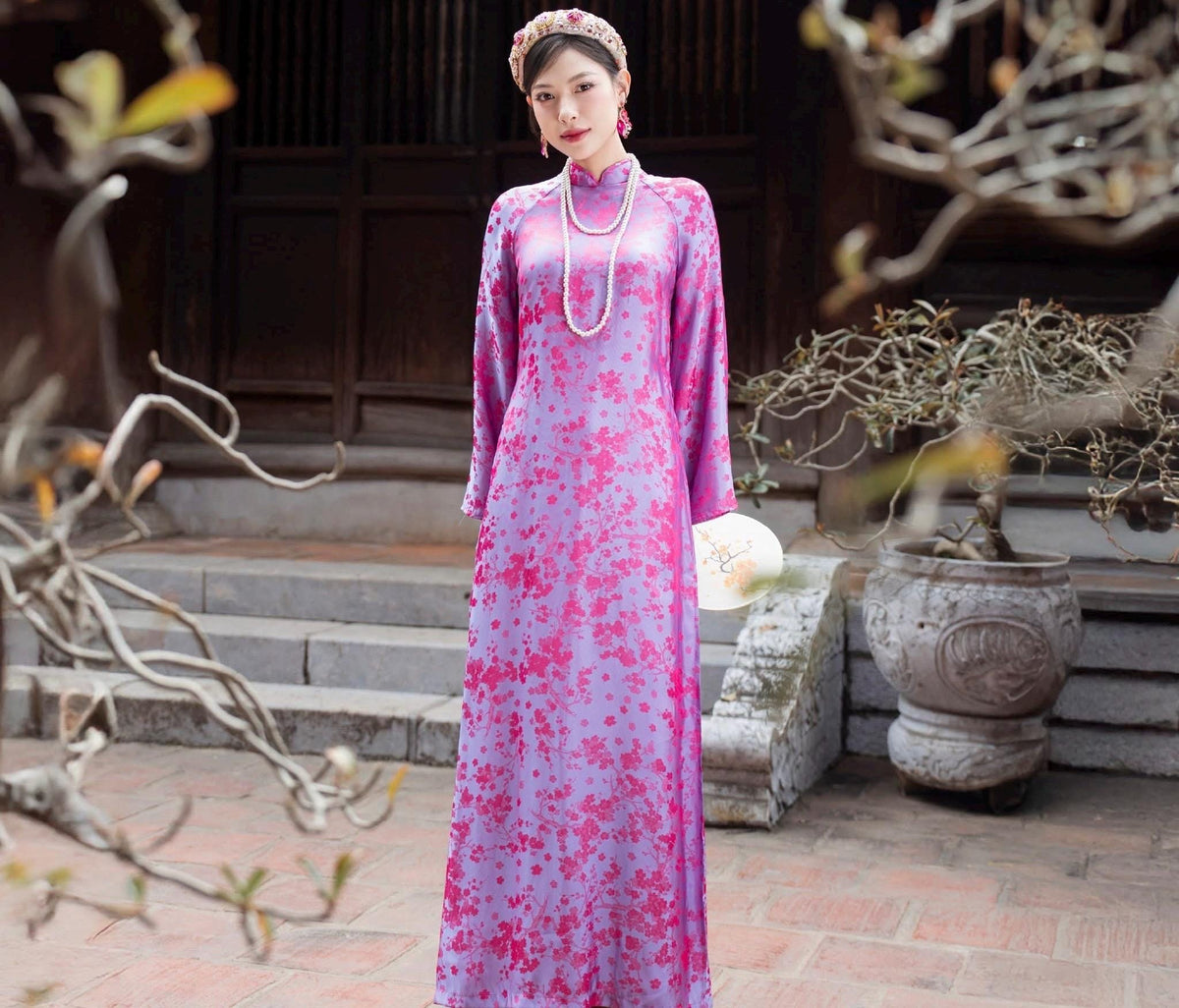 NhuMai Vietnamese ao dai in yellow or purple, pants included