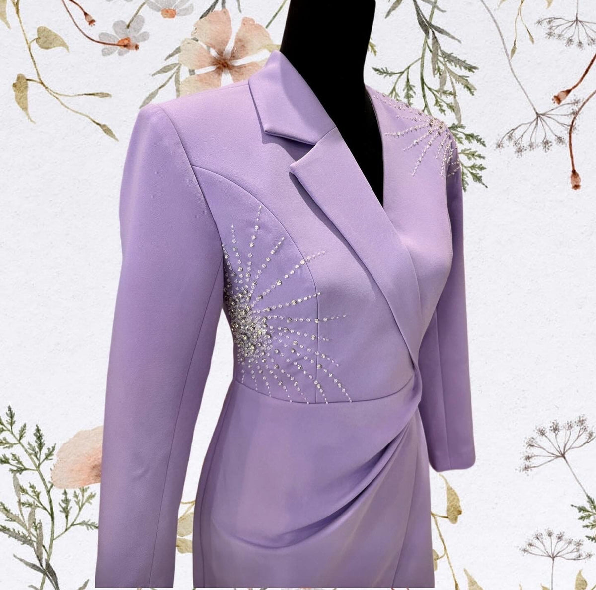 Purple/ivory blazer design dress