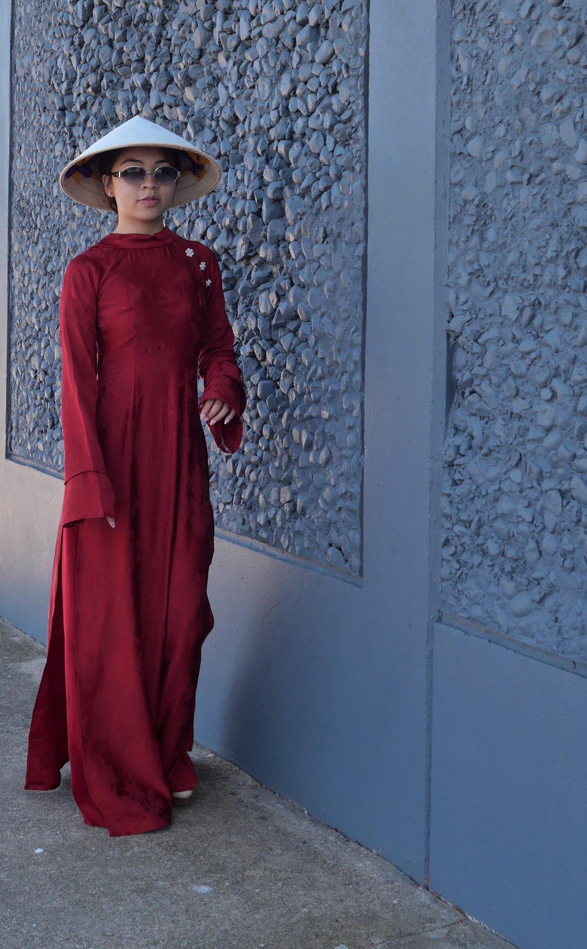 NhuY Vietnamese aodai red, pants included