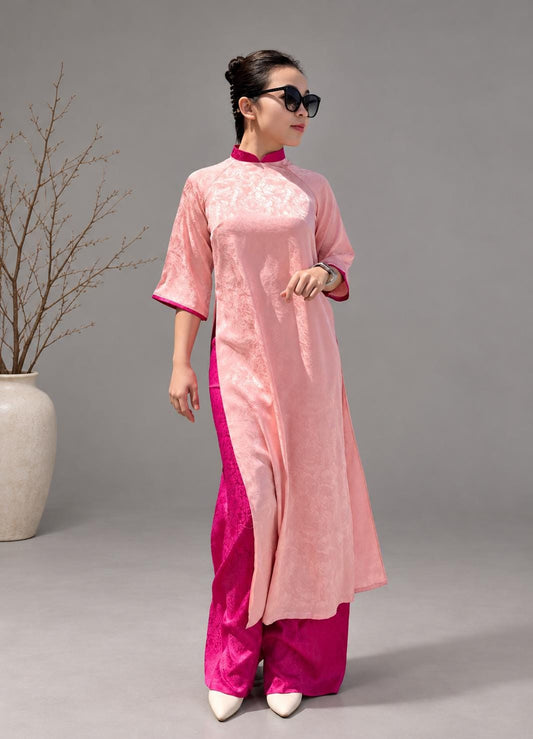 Vietnamese aodai ShangHai light pink, pants included