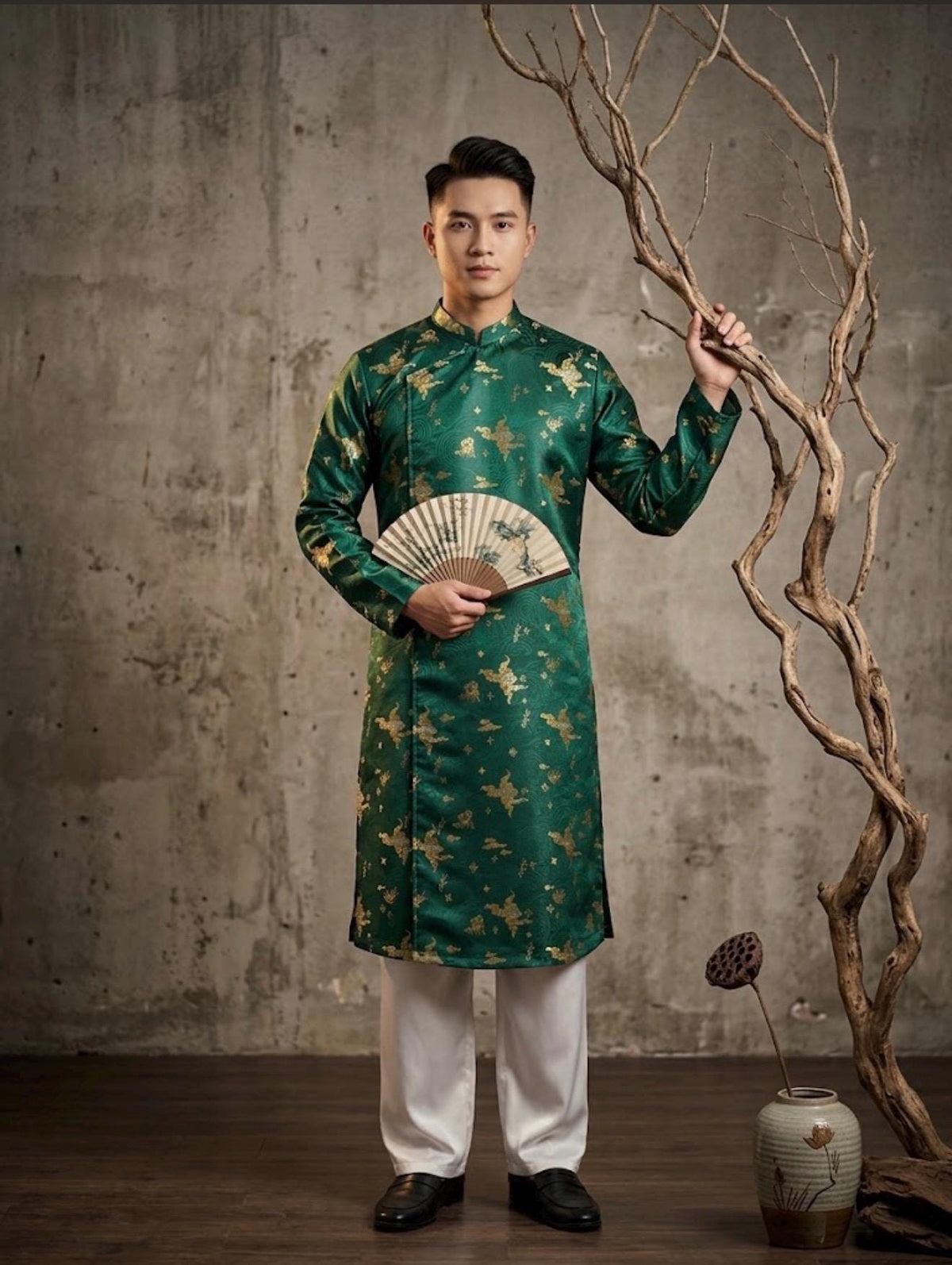 HyMay Men Vietnamese aodai pink, yellow, green