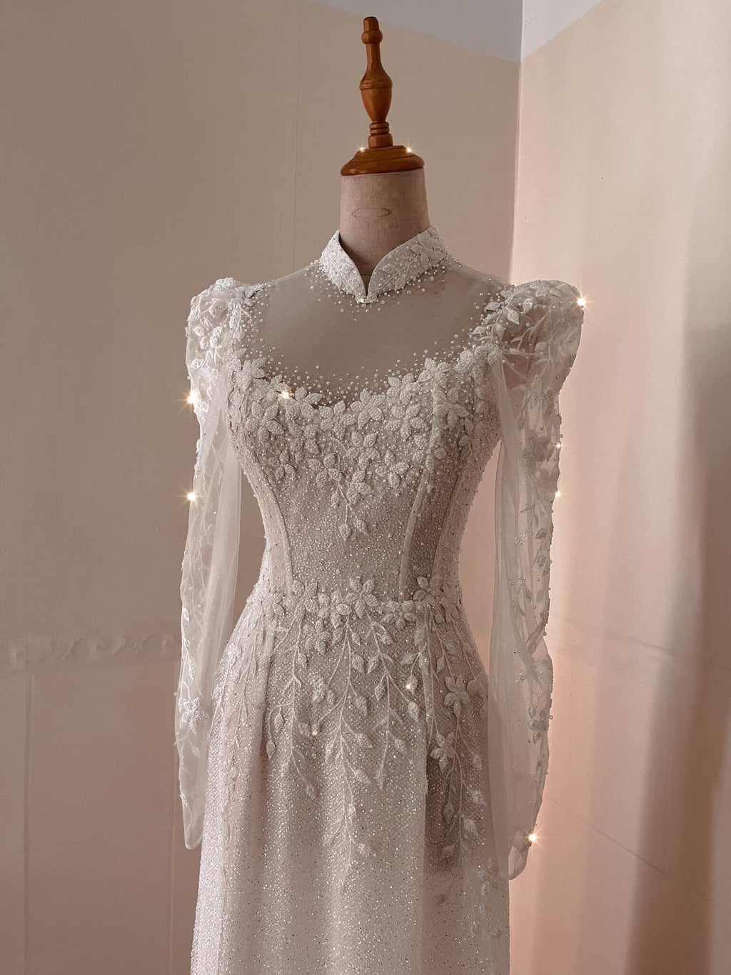Bridal Vietnamese ao dai for wedding, pants included
