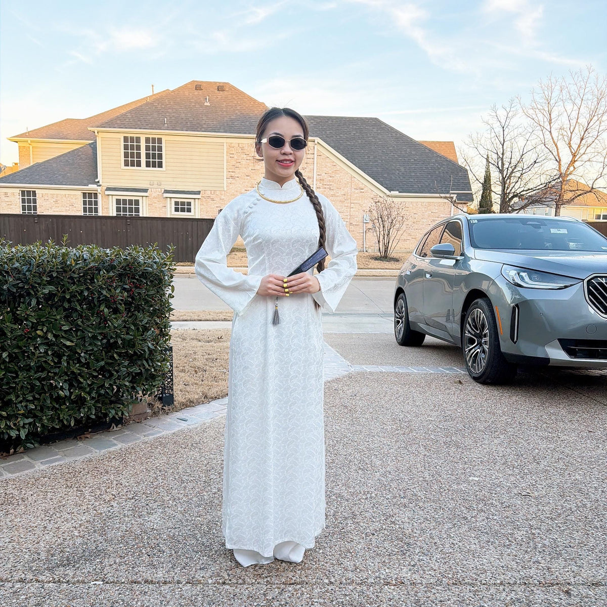 Vietnamese aodai UyenAn red or white ao dai, pants included