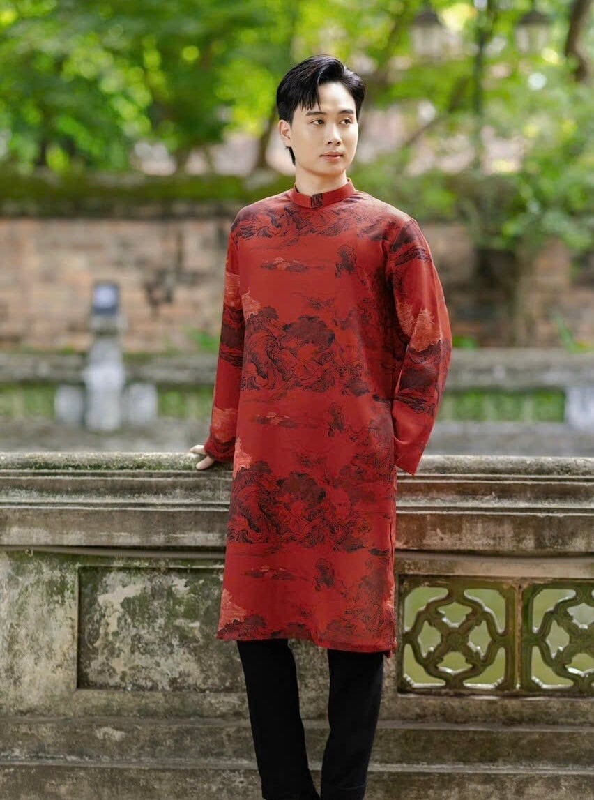 Lyleng Vietnamese aodai for men red