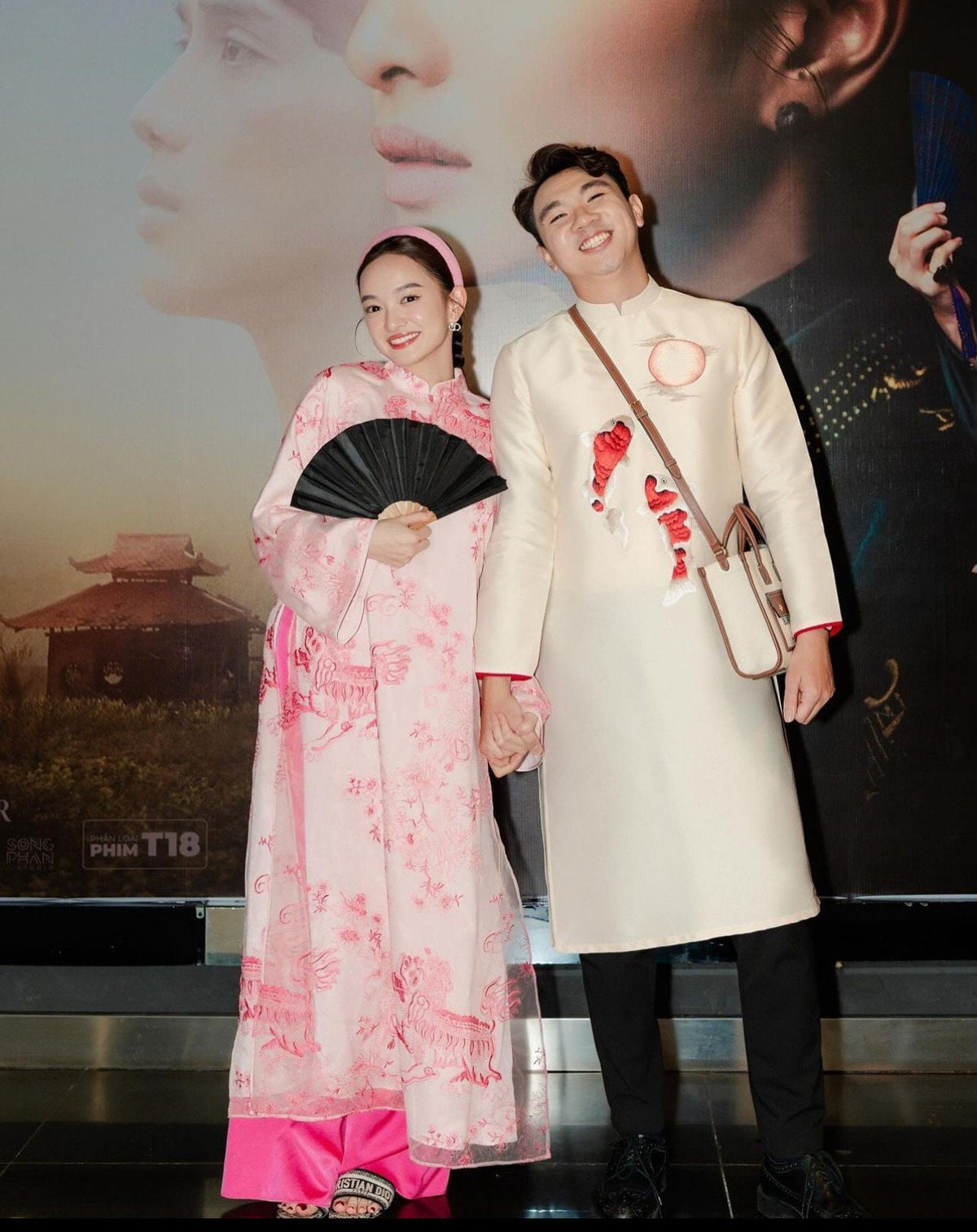 KyLan Vietnamese ao dai pink, pants included