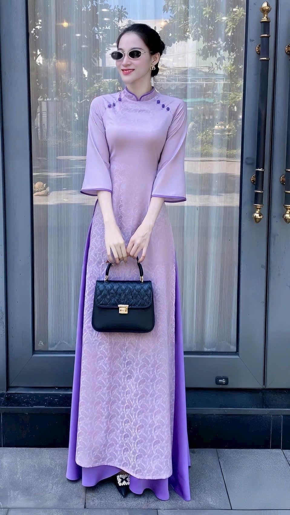 UyenAn Vietnamese purple ao dai, pants included