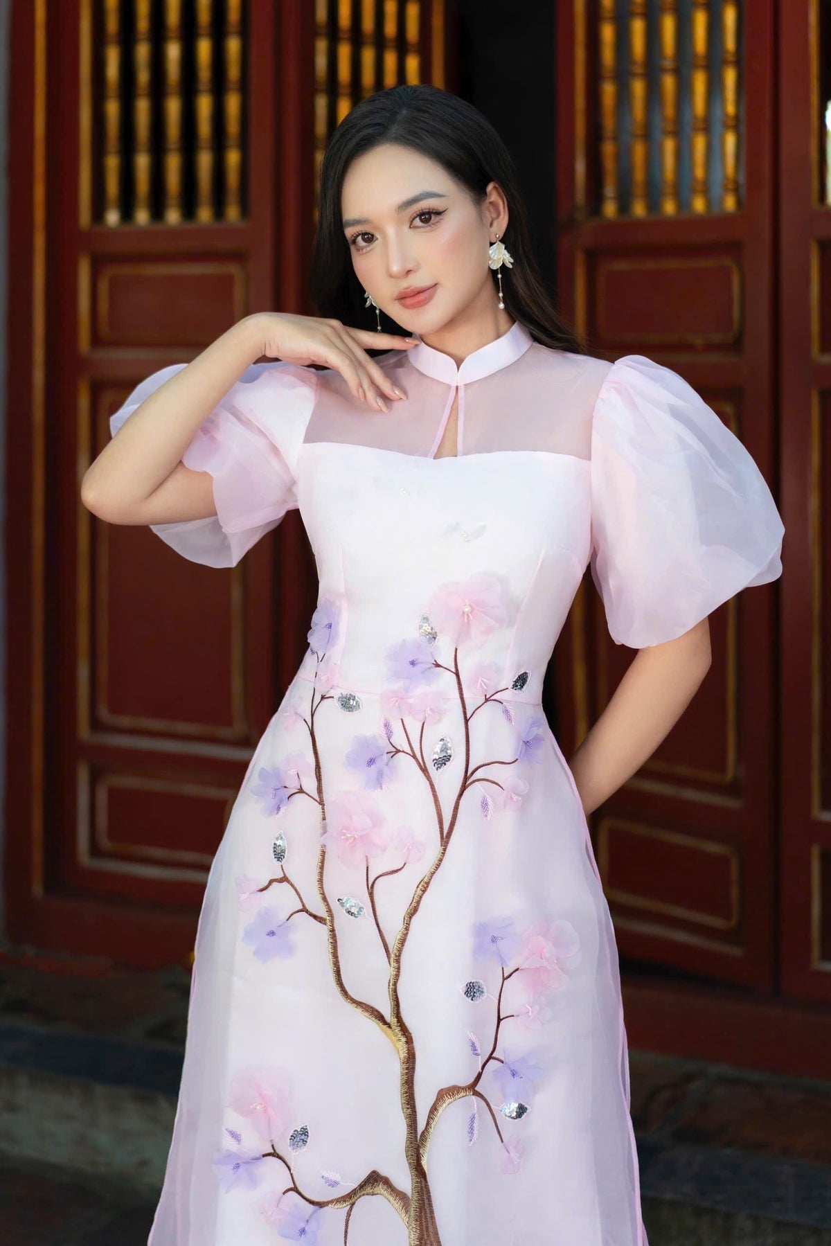 Vietnamese ao dai TA aodai light pink, pants included