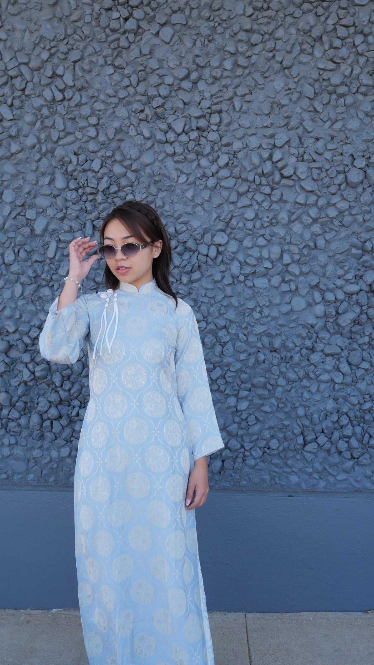ThuyTien Vietnamese aodai light blue, pants included