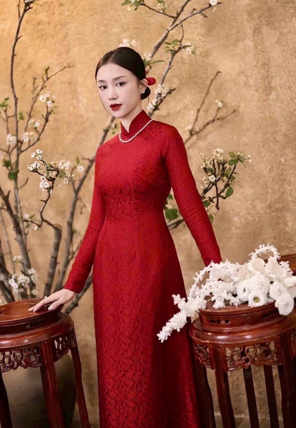 Vietnamese aodai UyenAn red or white ao dai, pants included