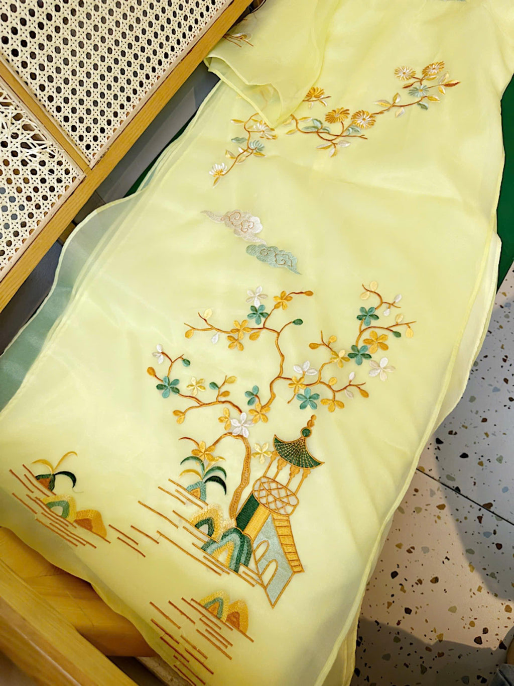 Vietnamese ao dai xx aodai yellow, pants included