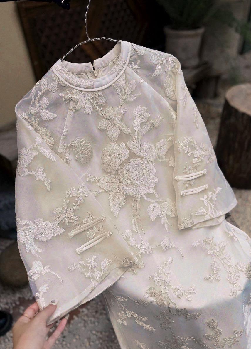 Vietnamese ao dai embroiled ThanhXuan beige aodai, pants included