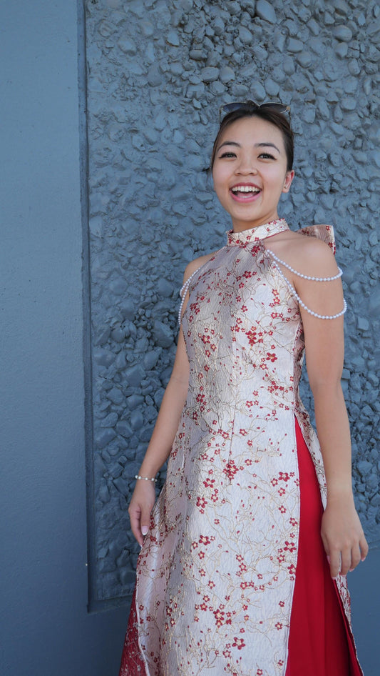Cherry Vietnamese ao dai Yem, pants included