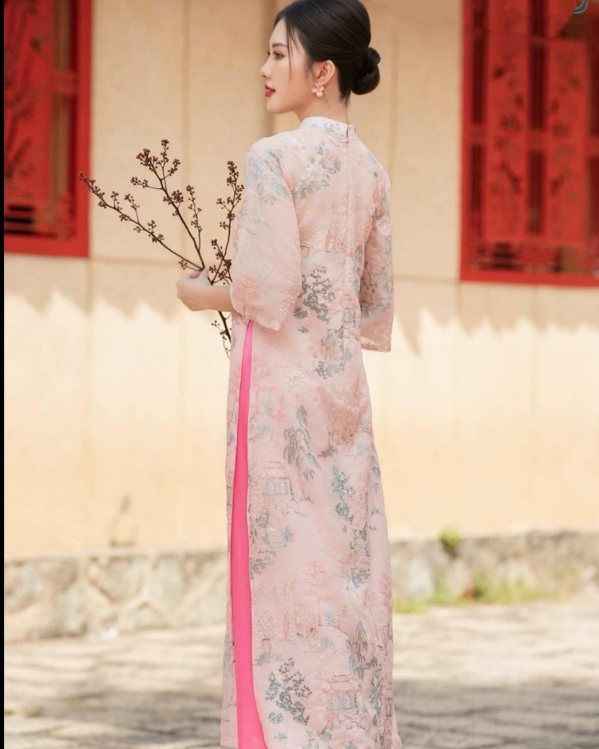 ThuyHan Vietnamese aodai light pink, pants included