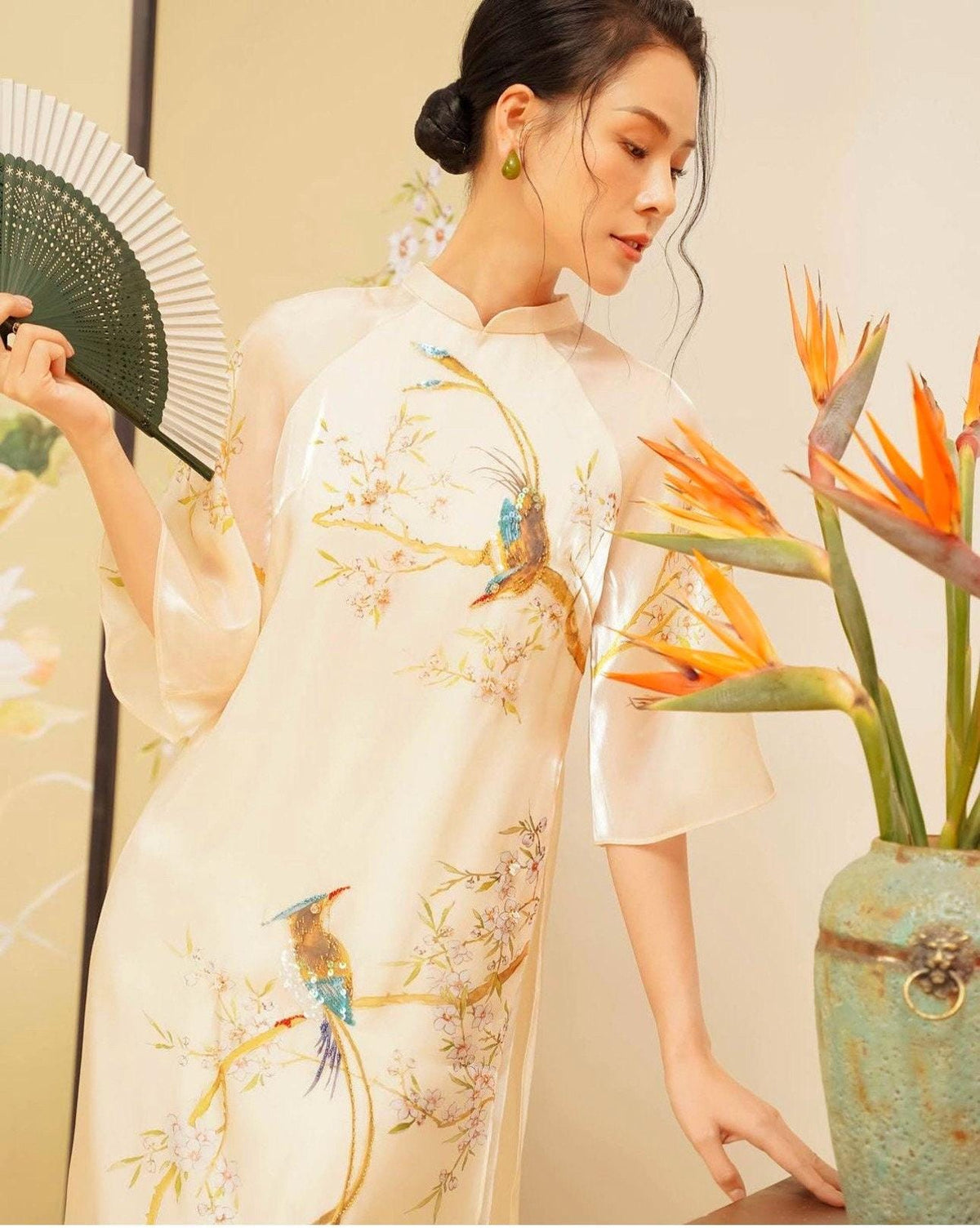 Vietnamese ao dai MaiVjen loose style, pants included