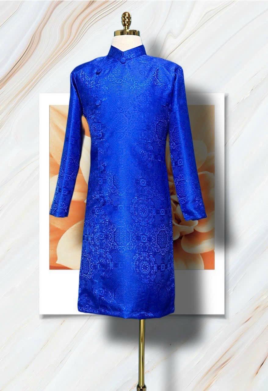 GamHoa Vietnamese aodai for men imprint ao dai pink, blue, green