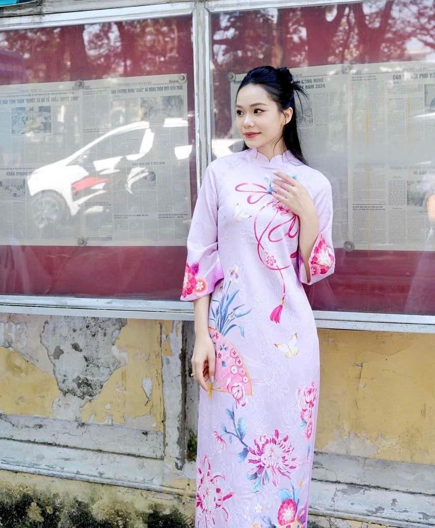 HaGib Vietnamese ao dai lilac, pants included
