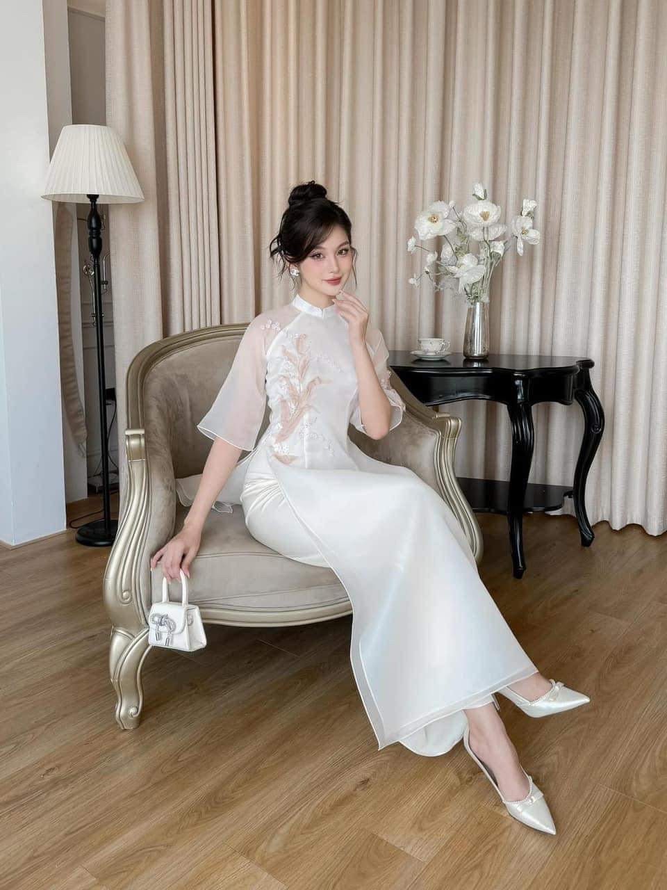 Vietnamese aodai LinhLan White, pants included