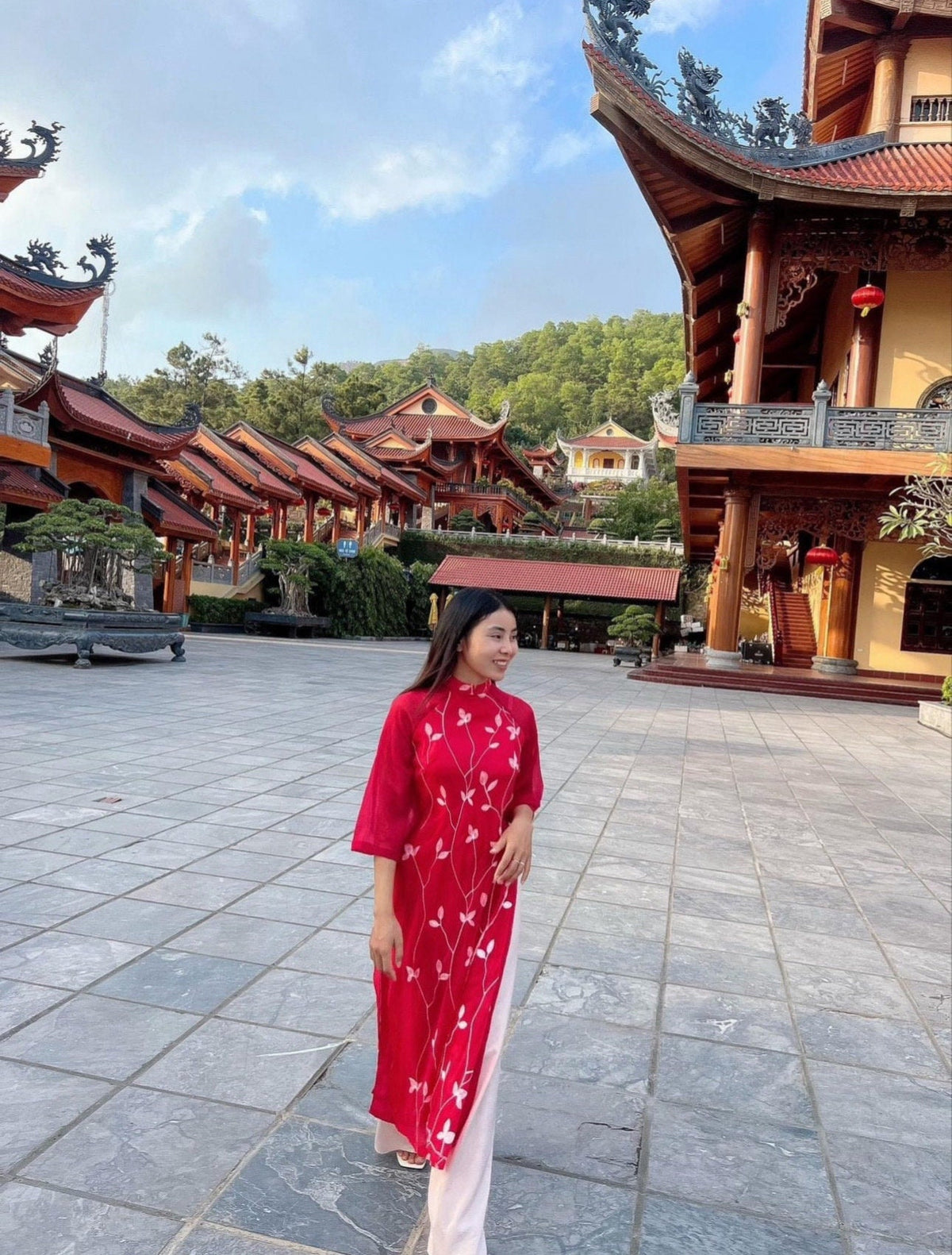 Vietnamese aodai LaTheu ao dai red, pants included