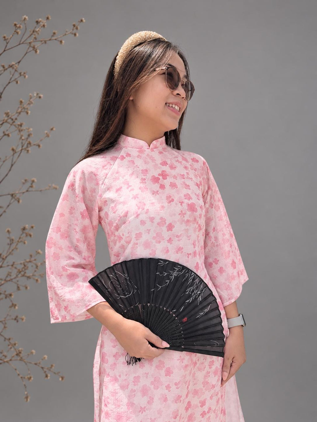 Bee Vietnamese aodai light pink, pants included