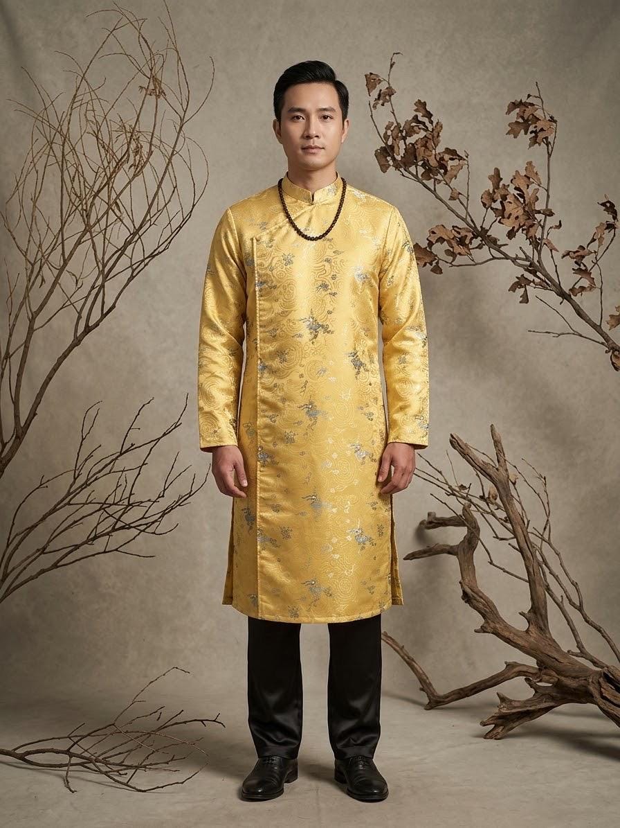HyMay Men Vietnamese aodai pink, yellow, green