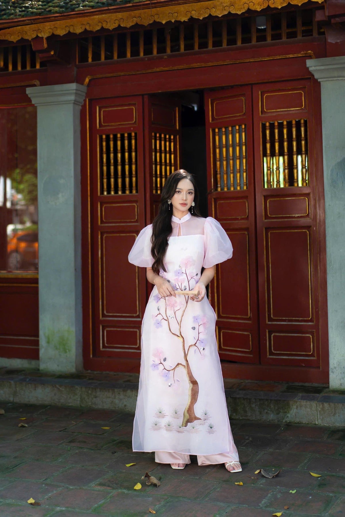Vietnamese ao dai TA aodai light pink, pants included