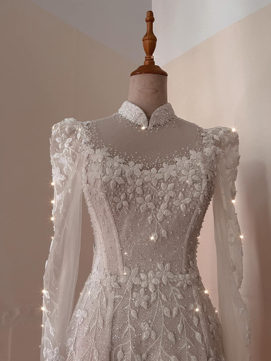 Bridal Vietnamese ao dai for wedding, pants included