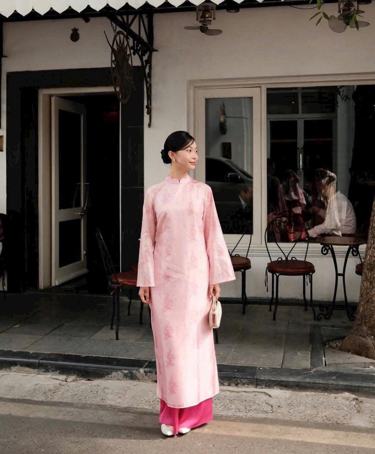 PhungHoa Vietnamese ao dai light pink, pants included
